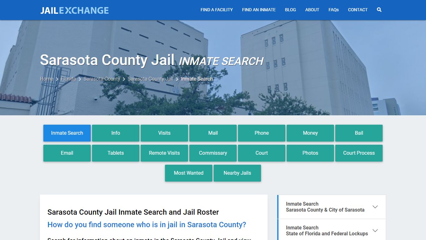 Inmate Search: Roster & Mugshots - Sarasota County Jail, FL