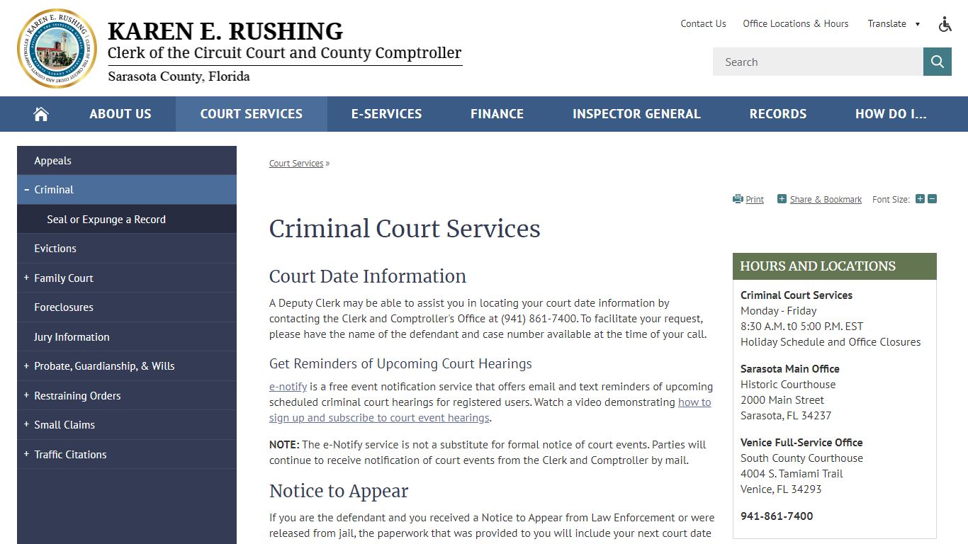 Criminal Court Services | Sarasota Clerk and Comptroller
